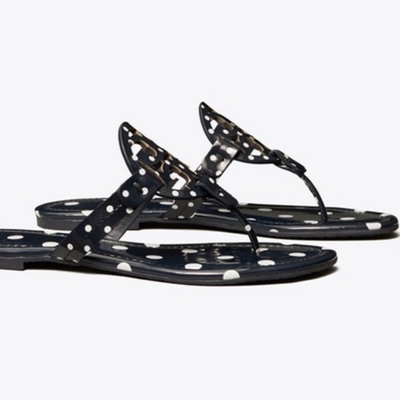 Tory Burch Shoes - Tory Burch Miller Navy Classic Dot Sandals